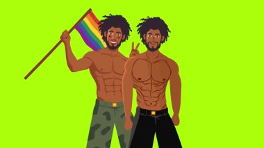 lgbt gurur ayı olay videosu için canlandırılmış LGBT karakteri yeşil ekran görüntüleri