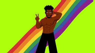 lgbt gurur ayı olay videosu için canlandırılmış LGBT karakteri yeşil ekran görüntüleri