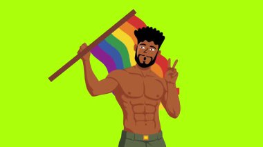 lgbt gurur ayı olay videosu için canlandırılmış LGBT karakteri yeşil ekran görüntüleri