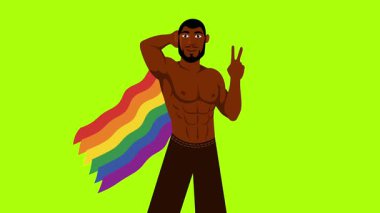 LGBT gay karakter gurur bayrağı animasyonu