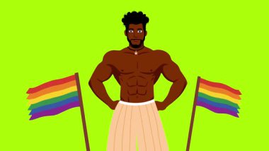LGBT gay karakter gurur bayrağı animasyonu