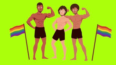 LGBT gay karakter gurur bayrağı animasyonu