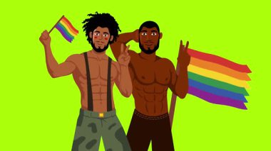 LGBT gay karakter gurur bayrağı animasyonu
