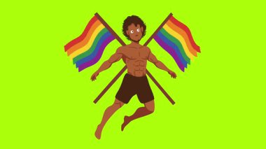 LGBT gay karakter gurur bayrağı animasyonu