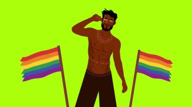 LGBT gay karakter gurur bayrağı animasyonu