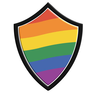 Igbt bayrak kalkanı ve gökkuşağı renkleri. vektör illüstrasyonu