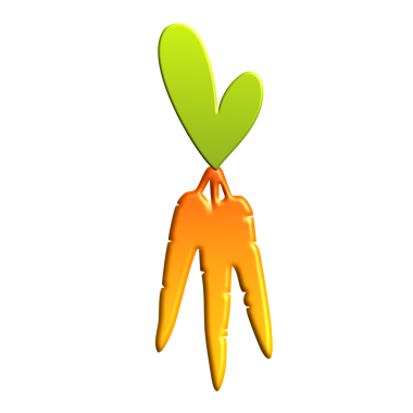 3 d portakal ve yeşil çizgi film karakteri. Kalbi olan bir adam.