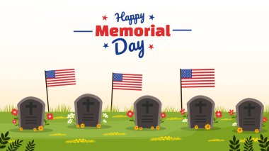 Asker ve ABD Anma Günü etkinliği için Mutlu Anma Günü illüstrasyonu