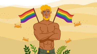 Mutlu gurur ayı gay LGBTQ video animasyonu