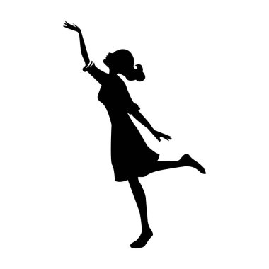 Beyaz bir arka plan üzerinde dans ettiği bir kadın silueti vektör.