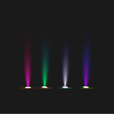 Sahne ışıkları siyah arka planda. vektör illüstrasyonu