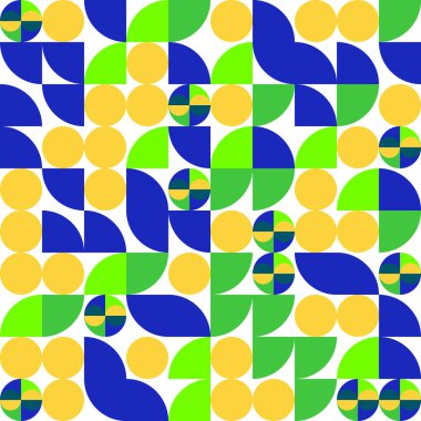 Soyut basit geometrik şekillerin kusursuz deseni. Parlak arka plan. Vektör çizimi. tasarım, tekstil, ambalaj kağıdı, kapak ya da davet için iyi