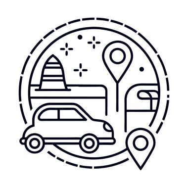 araba konumu simgesi ince çizgi biçiminde