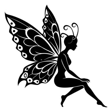 Kelebekli bir kadının silüeti.