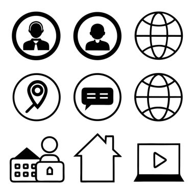 Beyaz arkaplan vektör illüstrasyon unsurları üzerinde 9 iş simgesi