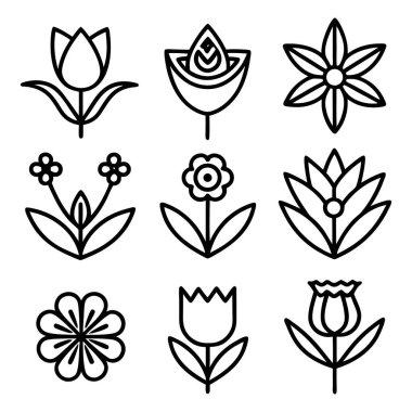 vektör çiçek simge kümesi.