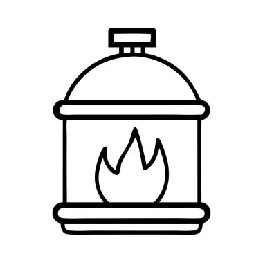 yanan alev ince çizgi vektör simgesi dekoru