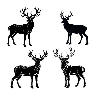 Beyaz arkaplanda bir geyiğin vektör silueti