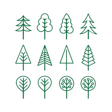 Ağaçlar, yapraklar, vektör çizimleri