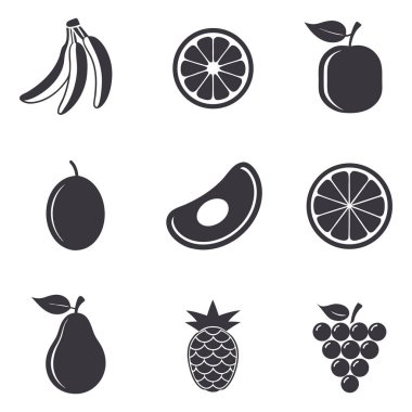 meyve simgesi seti, vektör illüstrasyonu