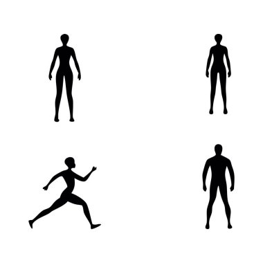 Beyaz arkaplandaki insanların vektör siluetleri.