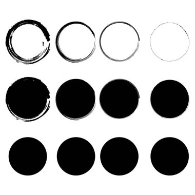 Siyah grunge fırça darbelerinin vektör kümesi beyaz arkaplanda izole edildi. El çizimi mürekkep fırçası vuruşları.