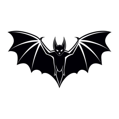 Beyaz arkaplanda izole edilmiş uçan yarasanın vektör çizimi.