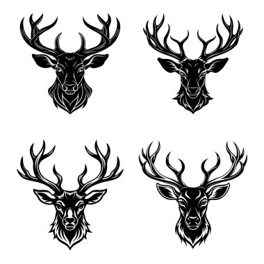 geyik kafası logo şablonu çizimi