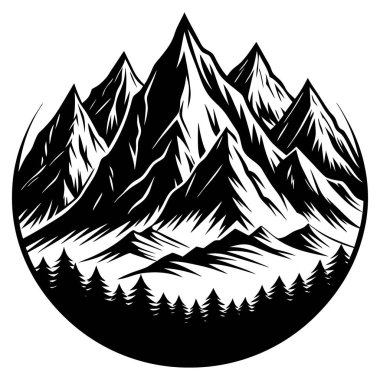 Orman ve çam ağaçları olan dağ