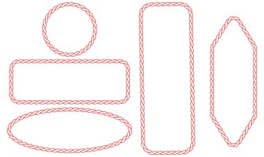 Kırmızı vektör üçgeni ikonu. Üçgen noktalı ve ok ikonlu tel çerçeve modeli. 2 boyutlu vektör açısal biçimi