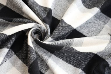 Siyah kareli peçete havlusu izole edilmiş, mutfak peçetesi siyah. Yiyecek temizliği ya da dekor