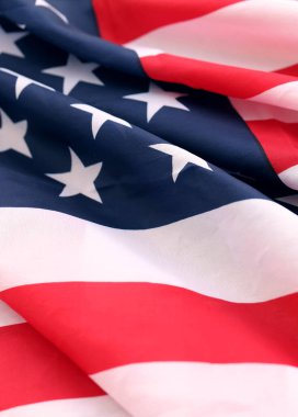 Amerika Birleşik Devletleri resmi bayrağı, kıvrımlar ve dalgalar yakında. ABD için vatanseverlik kavramı