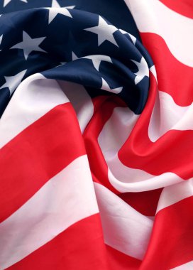 Amerika Birleşik Devletleri resmi bayrağı, kıvrımlar ve dalgalar yakında. ABD için vatanseverlik kavramı