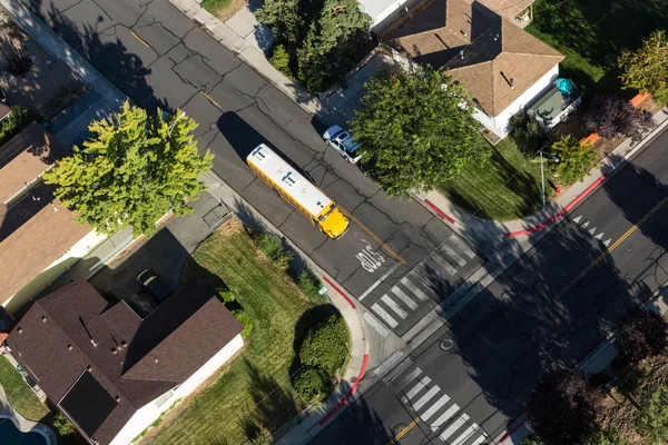 Overhead view of a school bus