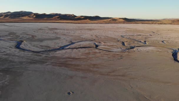 Flight Desert Marked Deep Water Tracks Runoff — Stock video