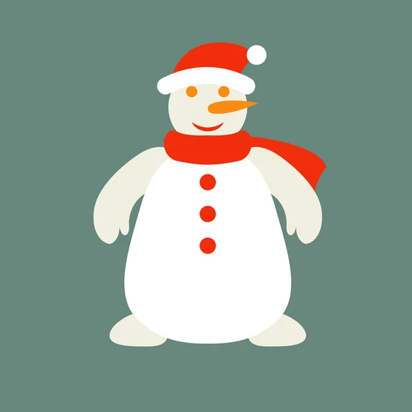 Snowman and Santa hat — Stock Vector
