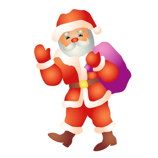Santa gaat met een zak — Stockvector