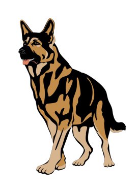 Alman çoban köpek düz gerçekçi stil