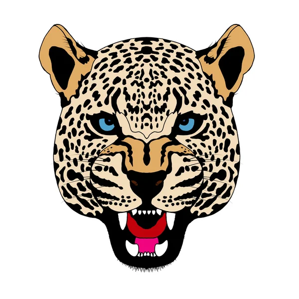 Leopardo neve cabeça rosto cor realista — Vetor de Stock