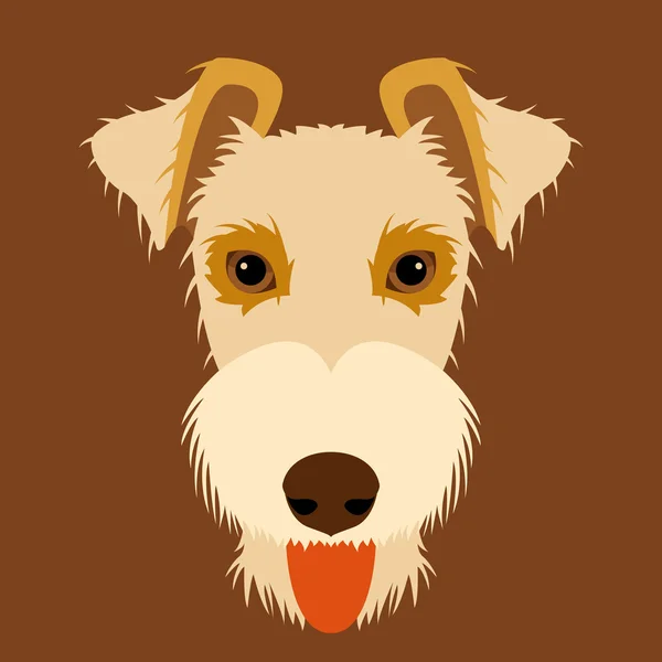 Rubah terrier warna kepala anjing Flat - Stok Vektor