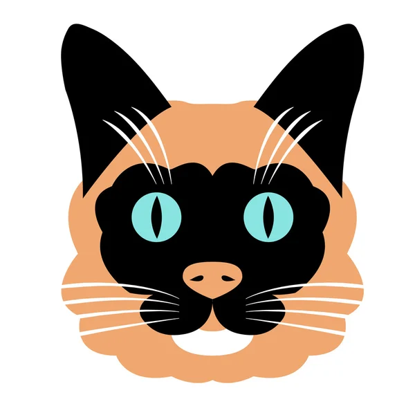 Katt huvud ansikte färg illustration stil platt — Stock vektor
