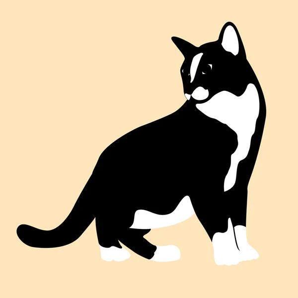 Gato sentado estilo vector ilustración plana — Vector de stock