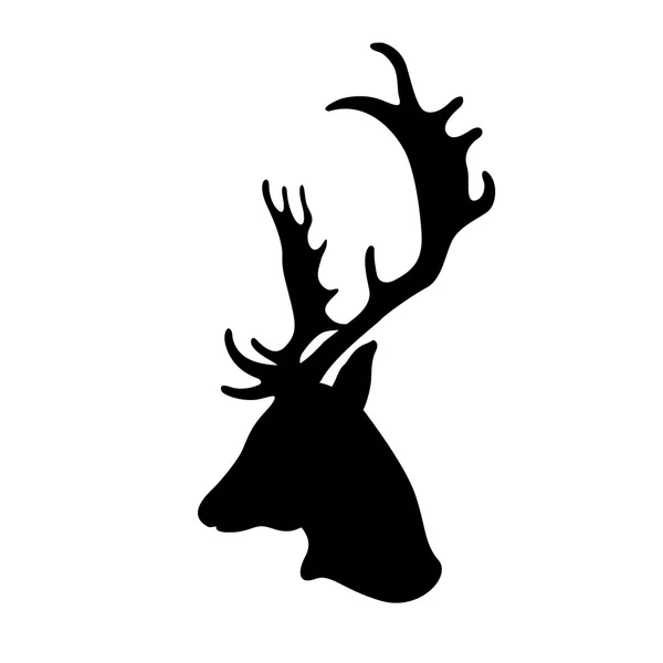 Tête de cerf vecteur silhouette noire — Image vectorielle