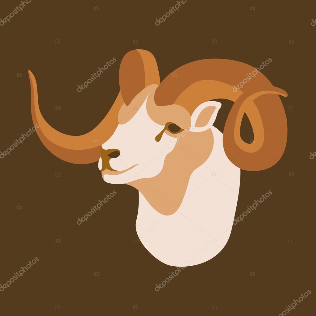 Wild sheep head profile vector illustration style Flat