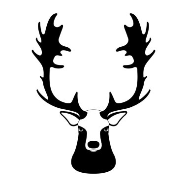 geyik baş vektör siyah siluet