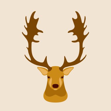 Geyik kafası illüstrasyon tarzı düz vektör