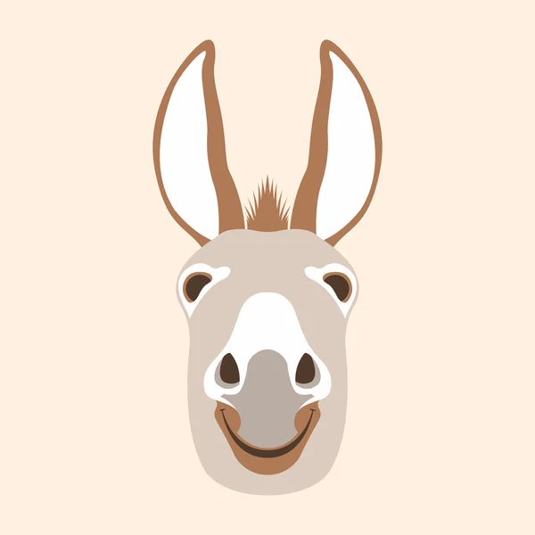 Tête d'âne style vecteur de visage Plat — Image vectorielle