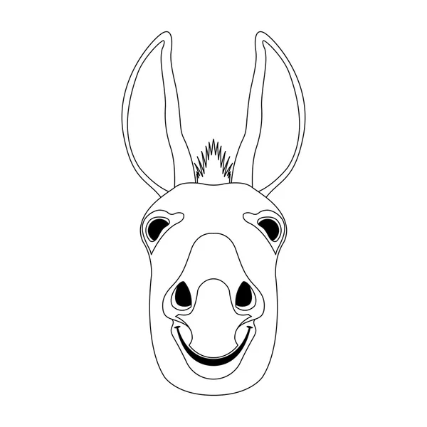 Donkey head  vector  coloring book — Stock Vector