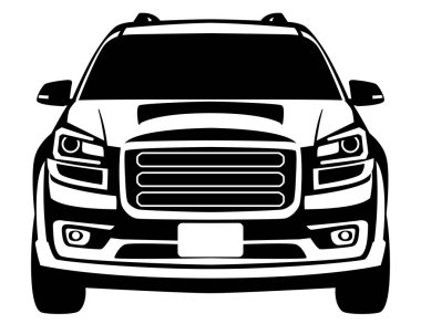 Off-road kamyonu, vektör çizimi, ön görünüş, düz stil