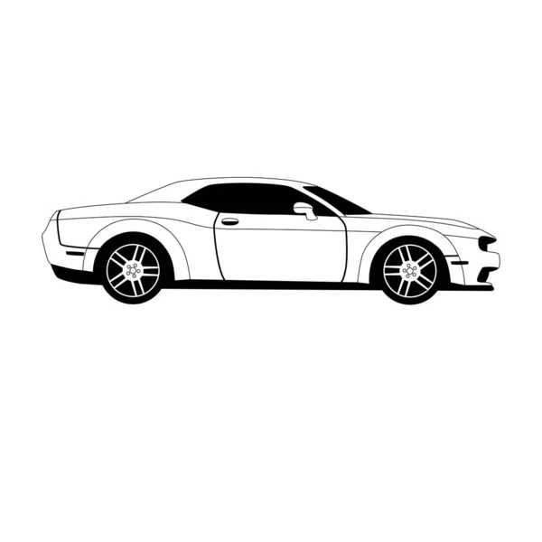 Sport Car Vector Illustration Lining Draw Profile View — Stock Vector